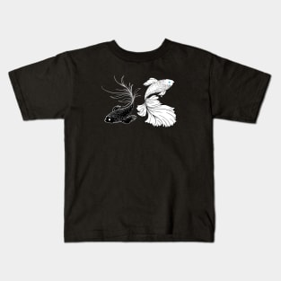 Black And White Betta Fish / Strongest Sorcerer Anime Inspired / Siamese Fighting Fish Anime / SatoSugu Kids T-Shirt